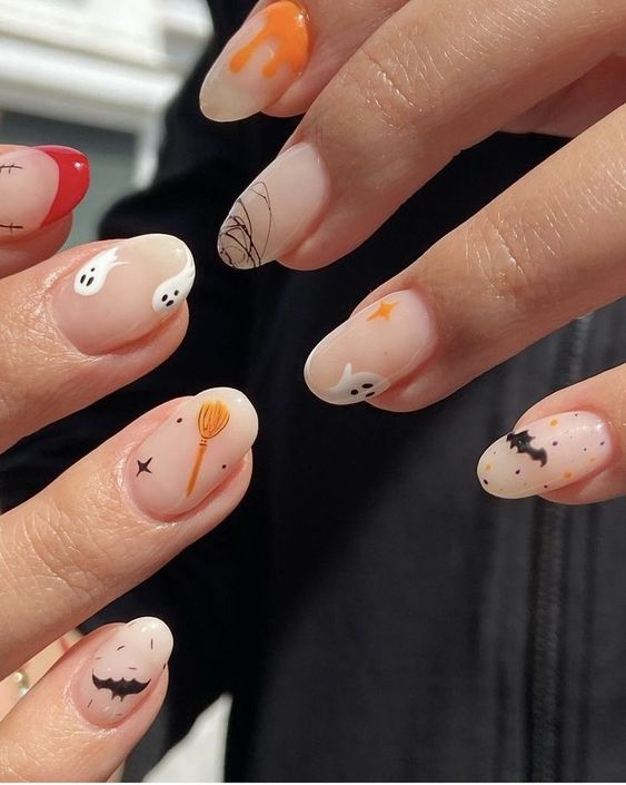 2. Minimalist Halloween Nails Simple